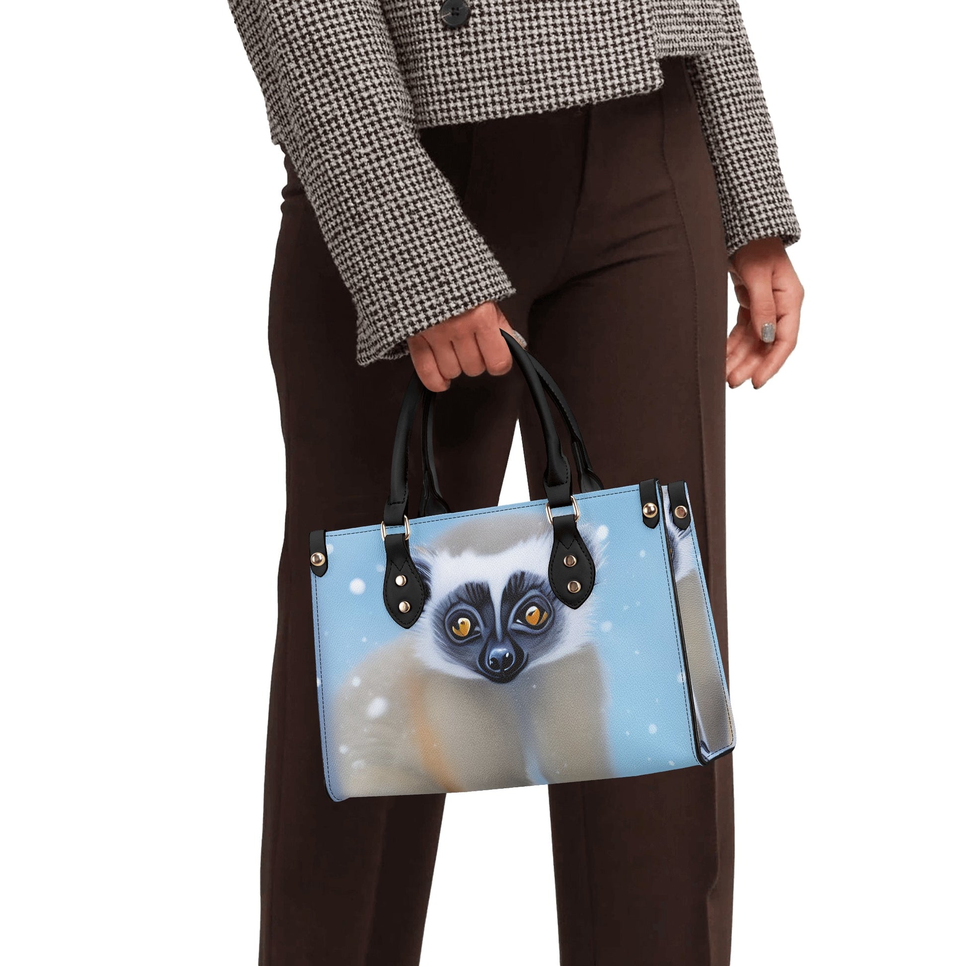 GoAyeAye Winter Calm Lemur Luxury Women PU Handbag PopCustoms