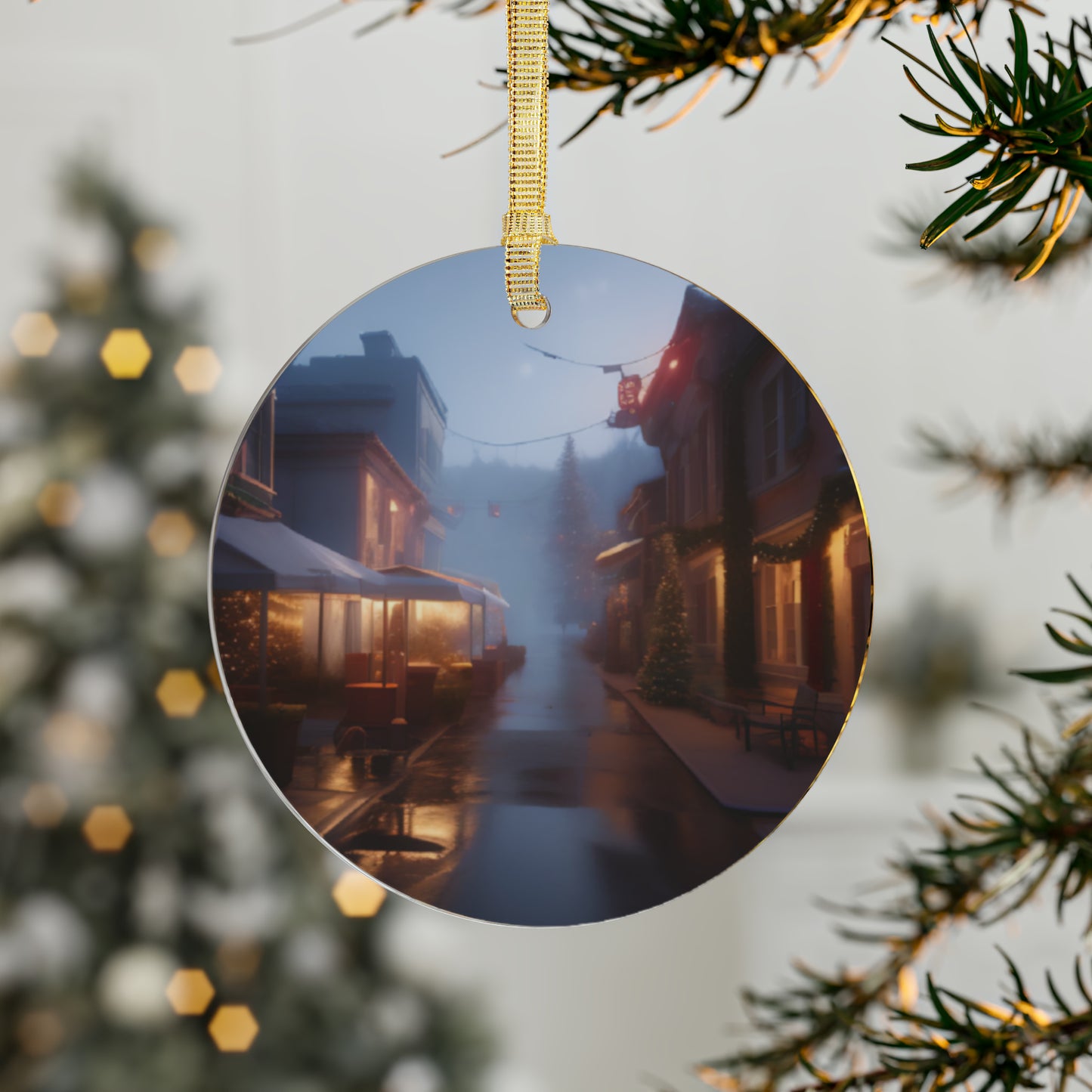 GoAyeAye Christmas Town Acrylic Ornaments Printify
