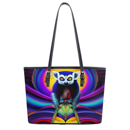 GoAyeAye Lemur Wave Fashion PU Tote Bags PopCustom