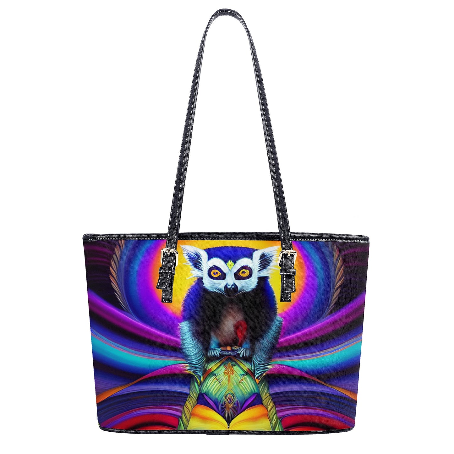 GoAyeAye Lemur Wave Fashion PU Tote Bags PopCustom