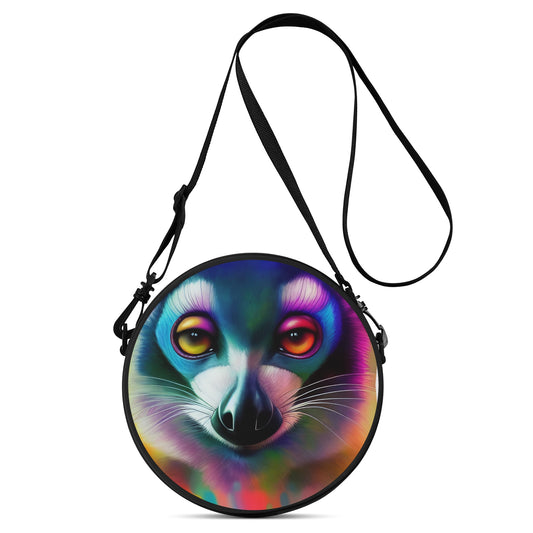 GoAyeAye Neon Lemur Face Round Satchel Bags PopCustoms