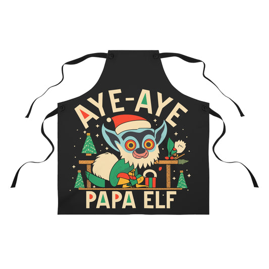 GoAyeAye Christmas Aye-aye Papa Elf Apron Printify