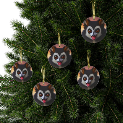 GoAyeAye Excited Lemur Acrylic Ornaments Printify