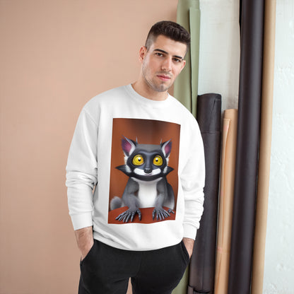 GoAyeAye Nothing Smiling Lemur Portrait Champion Sweatshirt Printify
