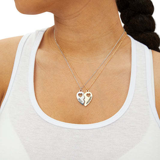GoAyeAye BFF Half Heart Necklace Set Printify