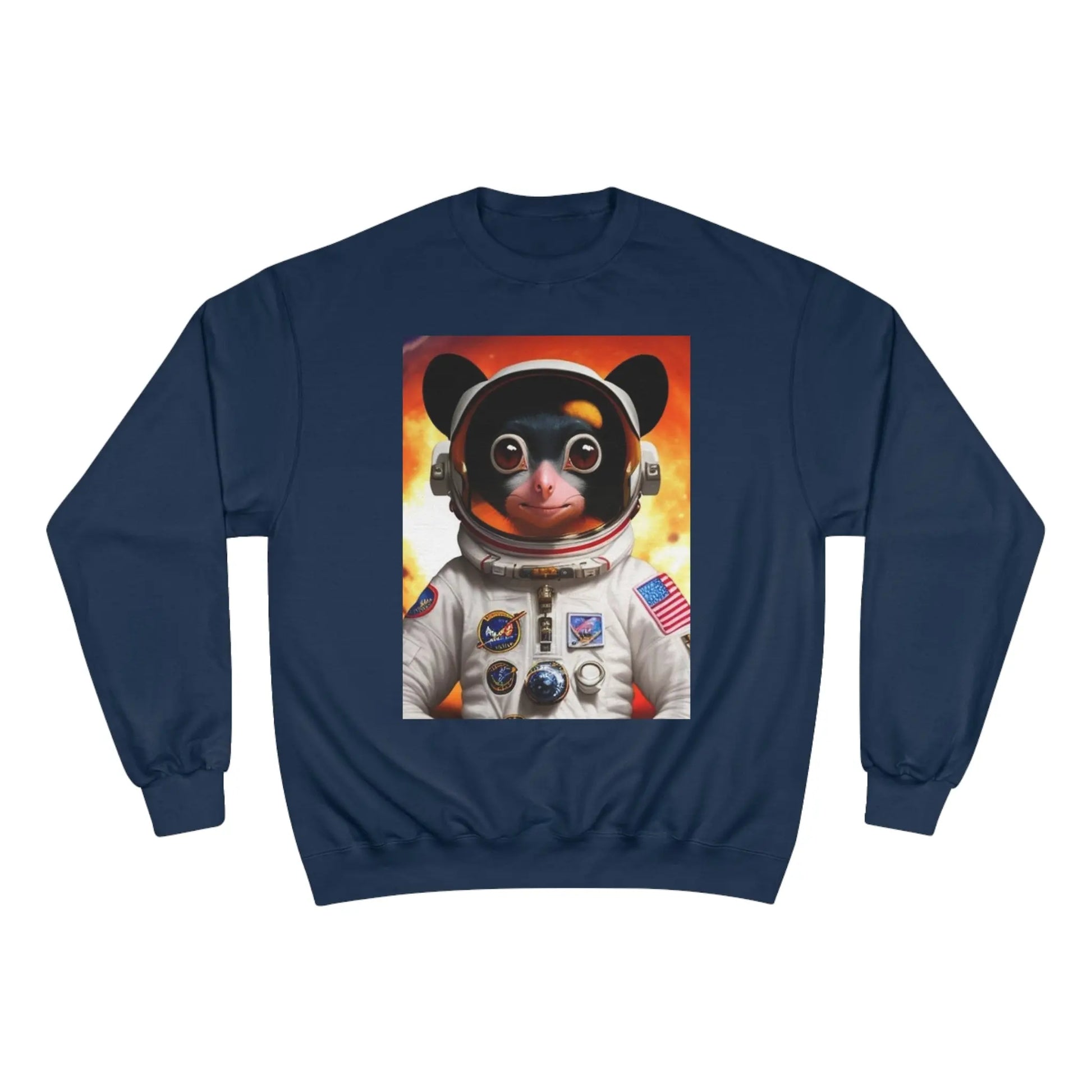 GoAyeAye Space Lemur Unisex Champion Sweatshirt Printify