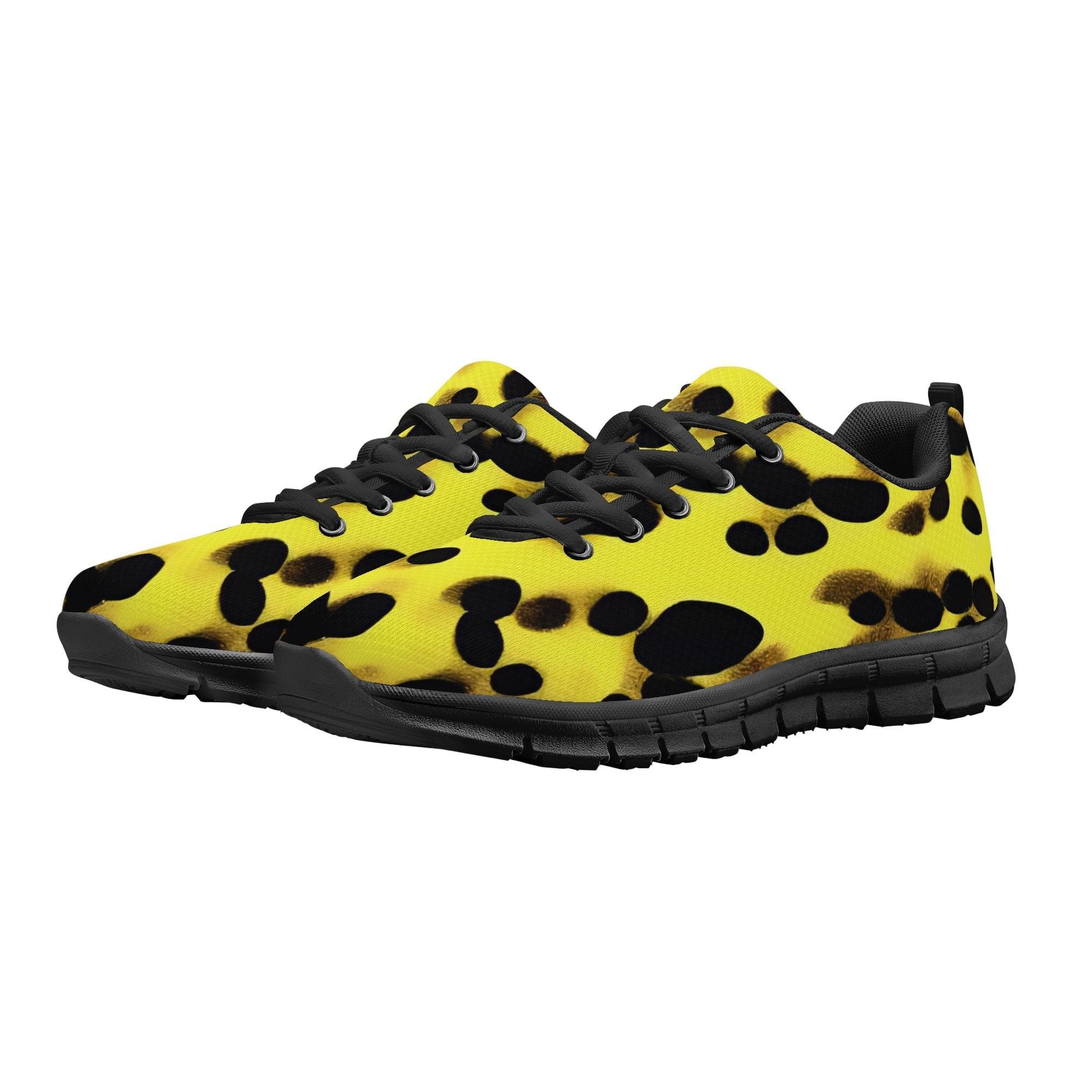 Black & Yellow Pattern Men's Running Shoes - GoAyeAye