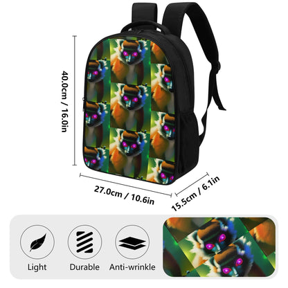 Glowing Eyes Pattern Dual Compartment School Backpack - GoAyeAye